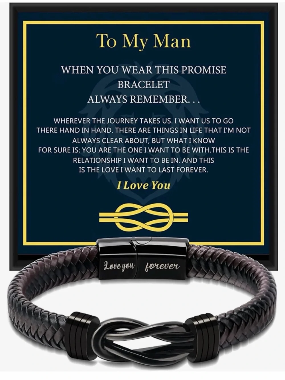 Love You Forever Black Braided Men’s Promise Bracelet